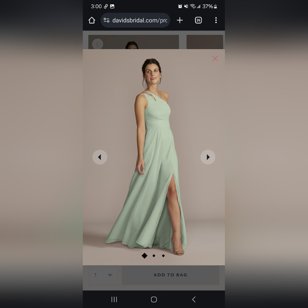 One Shoulder Dusty Sage David's Bridal Bridesmaid Dress